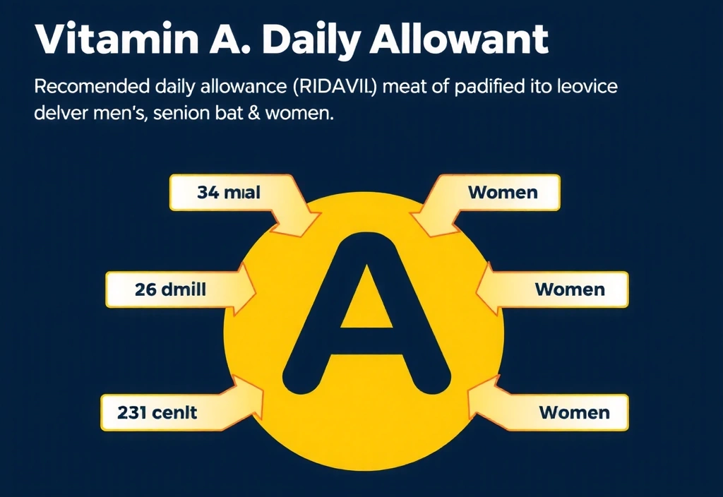 Diagram przedstawiający zalecane dzienne spożycie witaminy A dla seniorów